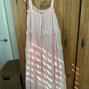 Pink Gingham Maxi Dress